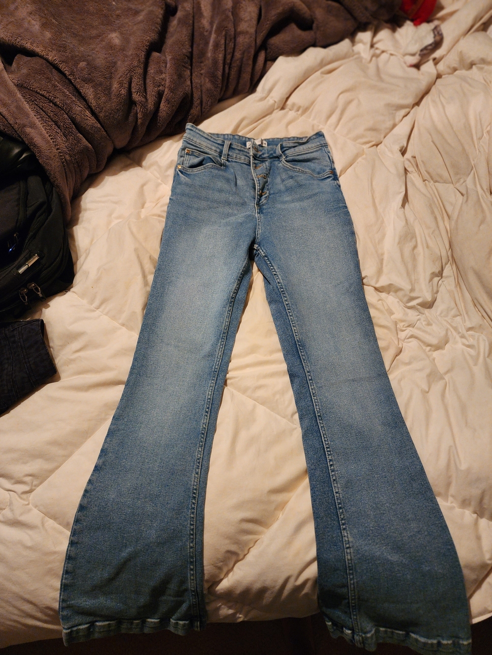 Zara Light Blue High-Rise Flare Jeans